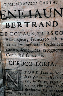 Primeras palabras impresas en euskera