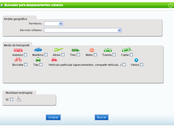 Buscador para desplazamientos urbanos - Captura de pantalla