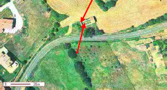 Ortofoto Diputaci�n Foral de Araba con indicaci�n detallada de las fosas II y III del cementerio de Etxaguen.