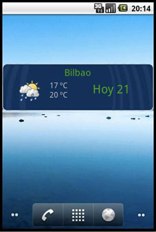 Pantalla de visualizaci�n del Widget