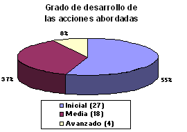 Gr�fico: Grado de desarrollo de las acciones abordadas