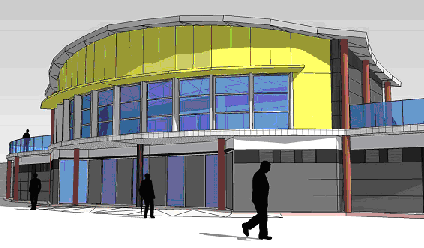 Fachada hacia el puerto