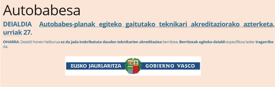 Autobabes-Planak teknikari akreditaziorako azterketak