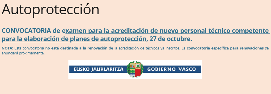 Exámen para técnicos competentes en planes de autoprotección