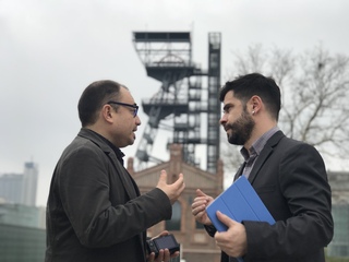 Harkaitz Millan, director de Basquetour y el presidente de la  Asociaci�n Vasca de Patrimonio Industrial, Javier Puertas