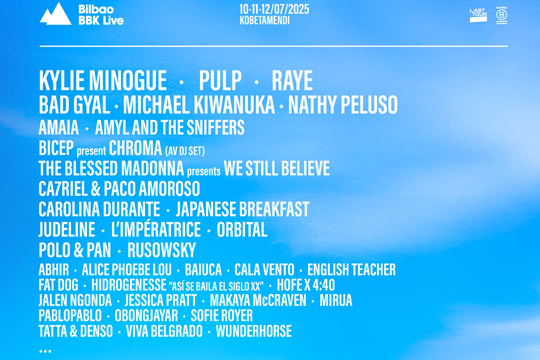 Kylie Minogue, Pulp, Michael Kiwanuka, Bad Gyal, Nathy Peluso y Raye encabezan el primer adelanto de Bilbao BBK Live 2025