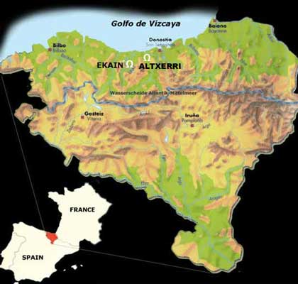 Plano de situaci&oacute;n de la cueva en el Pa&iacute;s Vasco