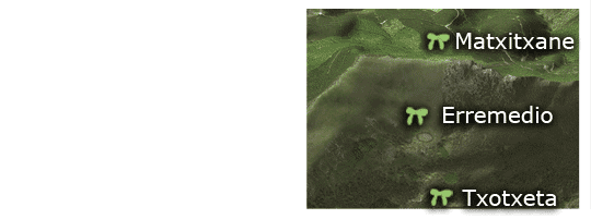 The dolmens of Erremedio and Txotxeta and that of Matxitxane - Location