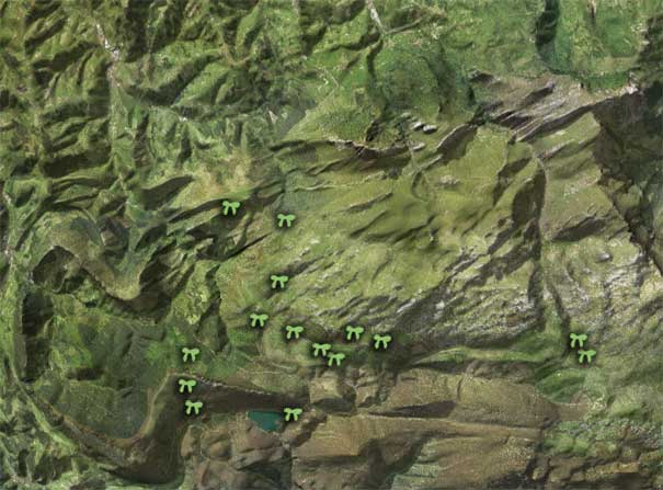 Plano de dólmenes de Aralar