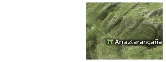 Situaci&oacute;n del dolmen de Arraztaranga&ntilde;a