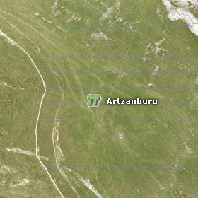 Vista satélite del dolmen de Artzanburu