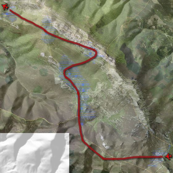 Aizkorriko hegaldiaren mapa