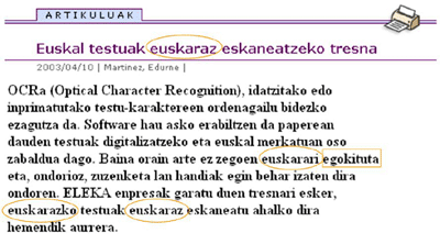 Euskararen zailtasunak prozesatze automatikorako