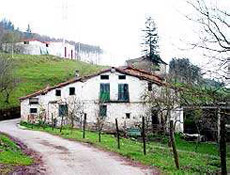 Aurrez aurre, Antzuategi Bastarrekoa baserria; horren eta zuhaitzaren atzean, Antzuategi baserria, eta ezkerraldean, goian, ur-biltegia.