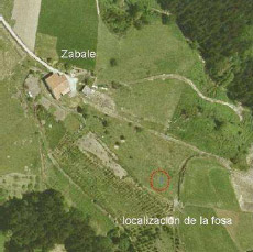 Hilobia puntu horretan dago, Zabale baserriaren hego-ekialdean (Gipuzkoako Foru Aldundiko Katastro Zerbitzuaren ortoargazkia).
