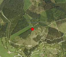 Gipuzkoako Foru Aldundiko Katastro Zerbitzuaren ortoargazkia, hilobia non dagoen erakusten duena.