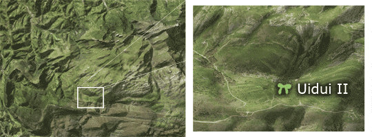 Situaci&oacute;n del dolmen de Uidui II